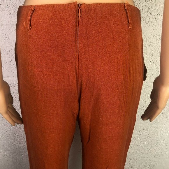 Eight Paris Women's Orange Linen Capri Pants Size M - Picture 4 of 6